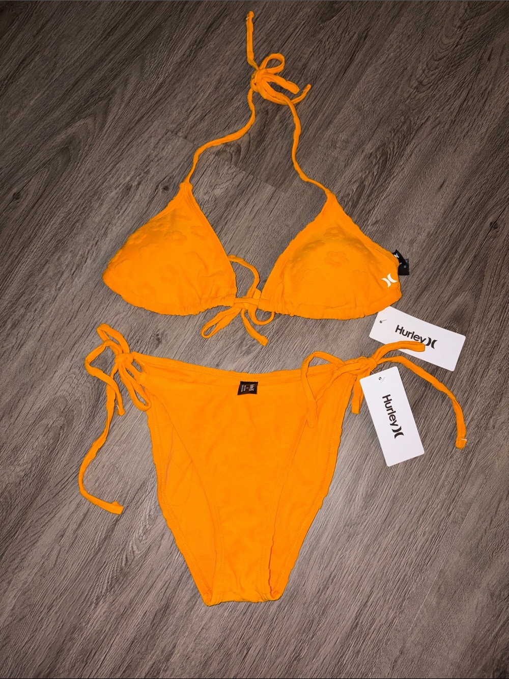 Hurley Bright Orange Tang Tie-Side Triangle Bikini